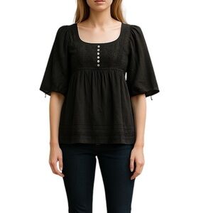 Rebecca Taylor Silk Blend Top Black